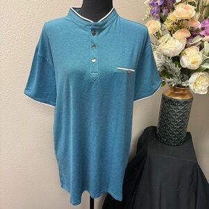 NWT Scott James XL Teal Polo Shirt Short Sleeve Modern Smart